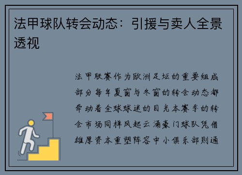 法甲球队转会动态：引援与卖人全景透视